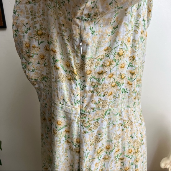 Ditsy Floral Linen Blend Summer Dress Large - Picture 3 of 8